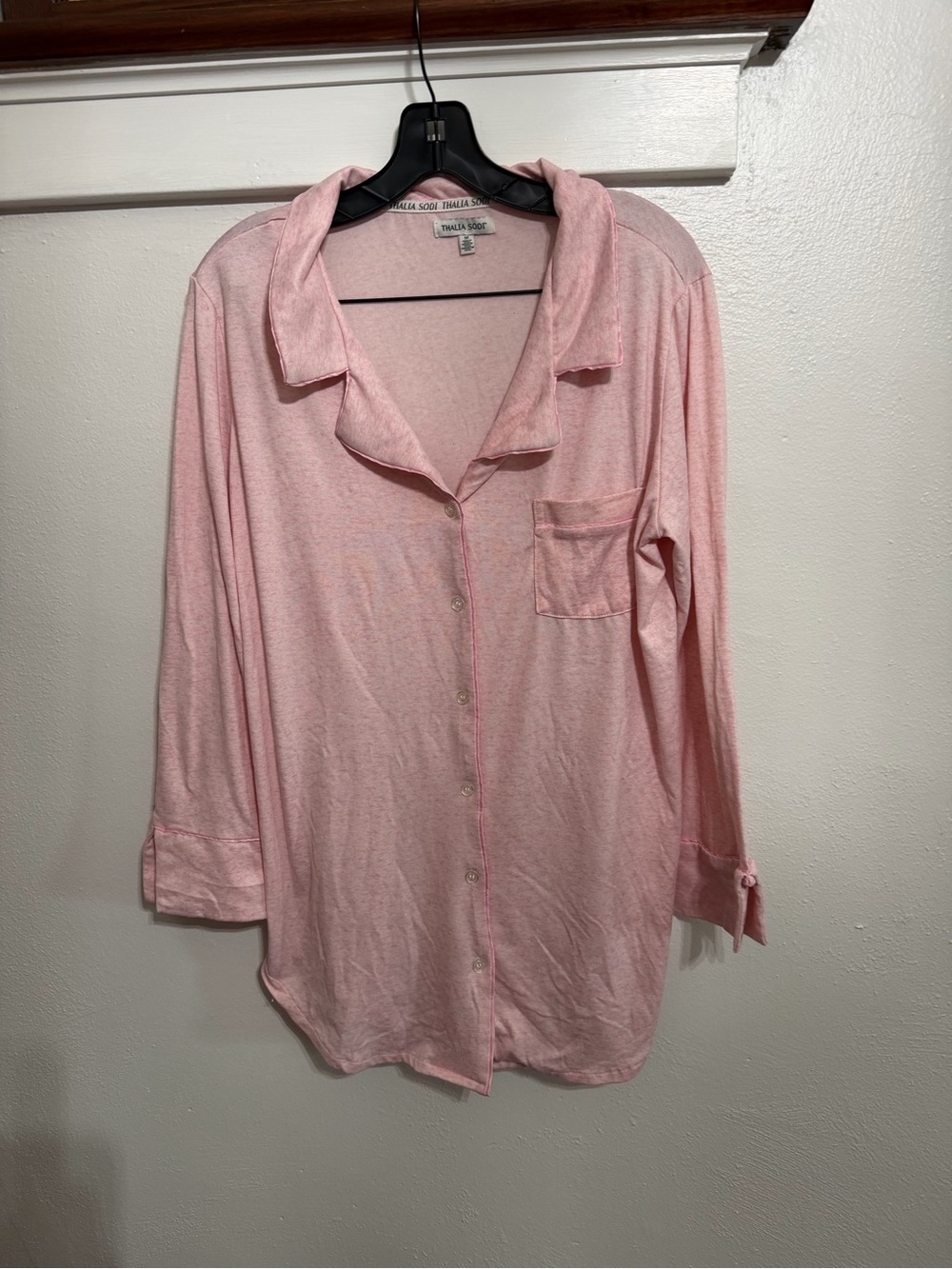 Thalia Sodi Light Pink Button-Down Pajama Sleep Shirt